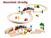 Playtastic Mittelgroßes Holz-Eisenbahn-Set mit 29 Teilen; Kleinkindspielzeuge 