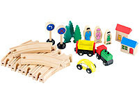 Playtastic Kleines Holz-Eisenbahn-Set mit 25 Teilen; Kleinkindspielzeuge 