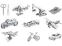 Playtastic 10er-Set 3D-Bausätze aus Metall, 9 verschiedene Modelle und Werkzeug; 3D-Puzzles 3D-Puzzles 